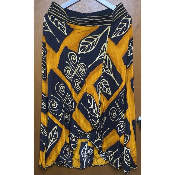 Vintage PLATINUM By Dorothy Schoelen Midi Wrap Skirt Artsy Womens 4 Gold Black - Picture 3 of 7